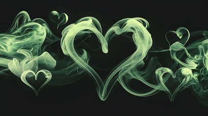 Green smoke forms a heart shape on a black background.