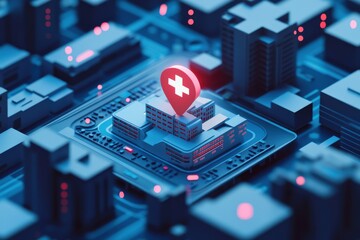 Hospital Map. Pointer Icon for Business Location App. Find your Destination with Map Application