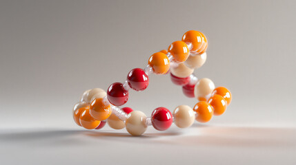 Colorful abstract design of beads on a white background highlighting artistic creativity and form