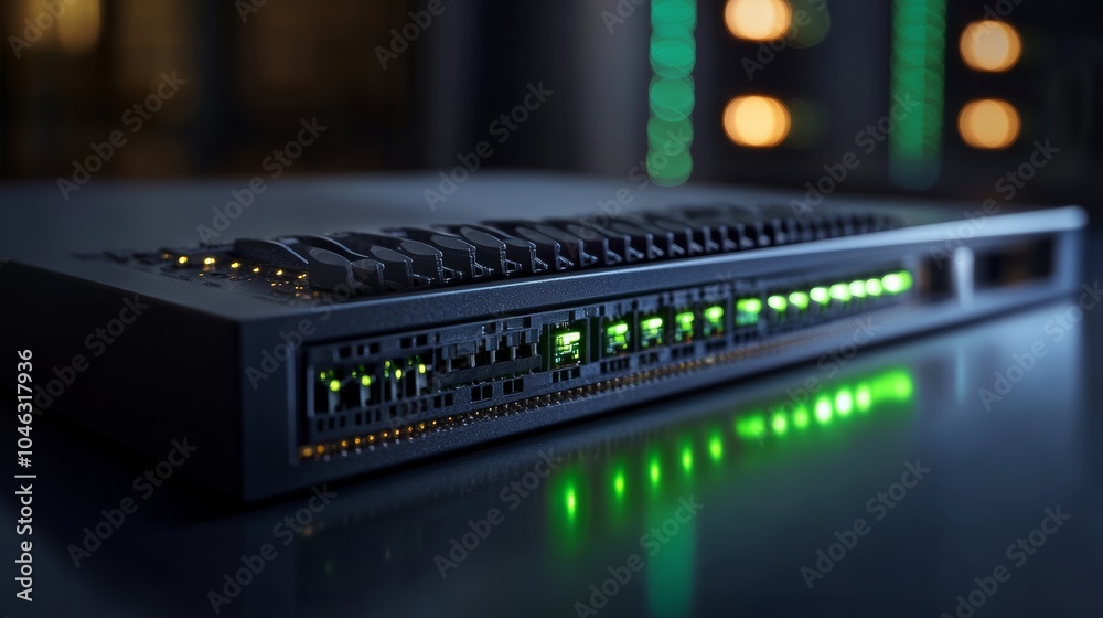 Aufkleber Energy-efficient network switch: A network switch designed to minimize power consumption while maintaining high performance, highlighting energy-efficient technology in networking.
