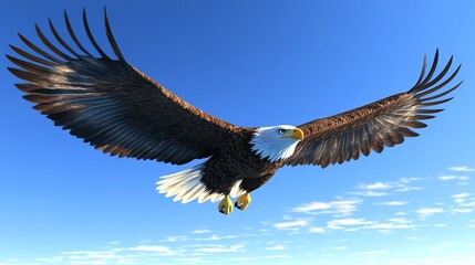 Obraz premium Eagle soaring in a clear blue sky