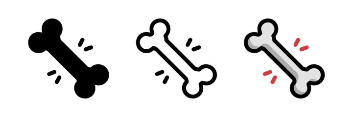 Bone set isolated icons in flat style. Simple vector illustrations perfect for web design, apps, pet-related projects, and medical themes. Clean and versatile design for various uses.