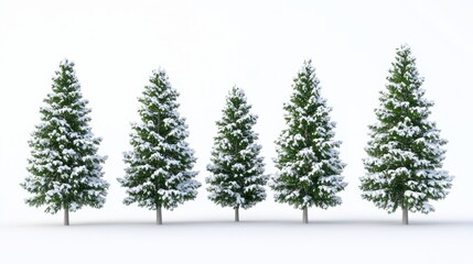Fototapeta premium Winter Wonderland: Frosty Green Pine Trees 3D Illustration