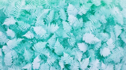 Winter Wonderland: Icy Green Fern Leaves Close-up - 3D Rendered Illustration of Frozen Foliage Texture for Seasonal Design Concepts