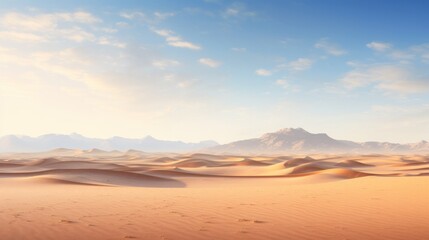 Fototapeta premium A panoramic view of rolling desert hills, their gentle slopes bathed in the soft light of early morning