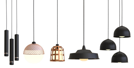 3D Render Hanging Lamp Model with Transparent Background