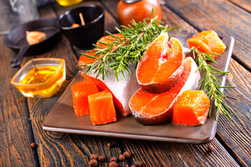 Salmon, fresh salmon fillet on plate