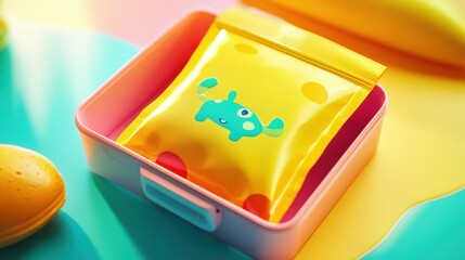 A snack pouch lying in a lunchbox, symbolizing convenience