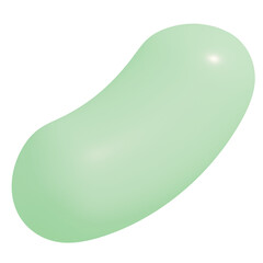 3d icon, 3d illustration, cute jellybean, plastic material, light rose green color,  transparent background, y2k, playful and fun-loving design