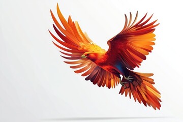 Fototapeta premium Red and Yellow Bird in Flight