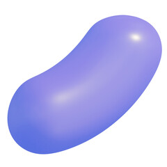 3d icon, 3d illustration, cute jellybean, plastic material, periwinkle color,  transparent background, y2k, playful and fun-loving design