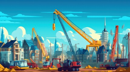 Naklejka premium Construction Site in City