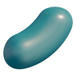 3d icon, 3d illustration, cute jellybean, plastic material, stainless steel gray color,  transparent background, y2k, playful and fun-loving design