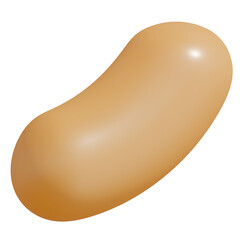 3d icon, 3d illustration, cute jellybean, plastic material, tan color,  transparent background, y2k, playful and fun-loving design