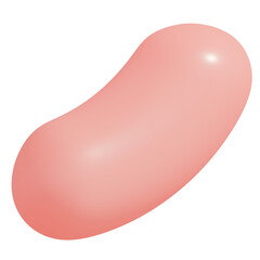 3d icon, 3d illustration, cute jellybean, plastic material, warm pink color,  transparent background, y2k, playful and fun-loving design
