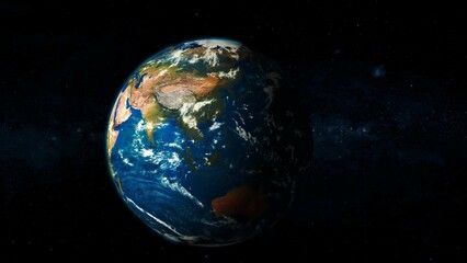 3d Earth planet zoom in on space with star