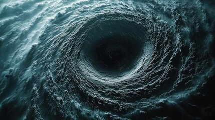 Swirling ocean vortex, dramatic light, turbulent water surface, deep abyss