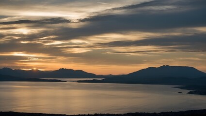 Fototapeta premium sunset over the lake