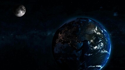 3d moon planet earth space view