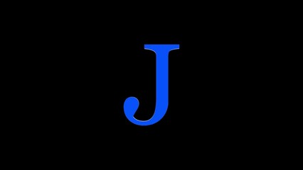 3d J letter logo loopable rotated blue color black background