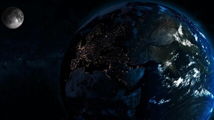 3d planet earth moon on space