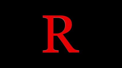 3d R letter logo loopable red color black background