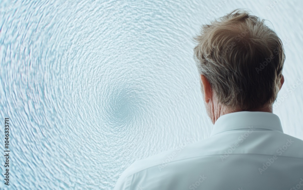 Poster Meteorologist Analyzing Cyclone Pattern on Futuristic Screen in High-Tech Studio