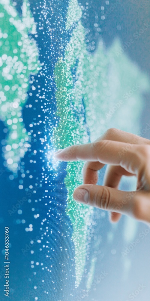 Aufkleber Futuristic Meteorology Touchscreen Interaction with Global Weather Data