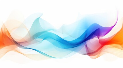 Flowing and blurred music sound waves in vibrant colors extending across a white background