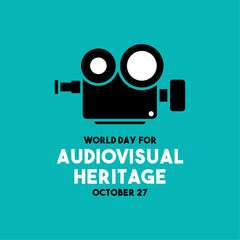 Vector Illustration of World Day for Audiovisual Heritage. October 27. Camera recording icon.