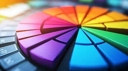 Obraz premium Close-up view of a vibrant color wheel displaying various shades and hues, ideal for design projects and artistic inspirations.