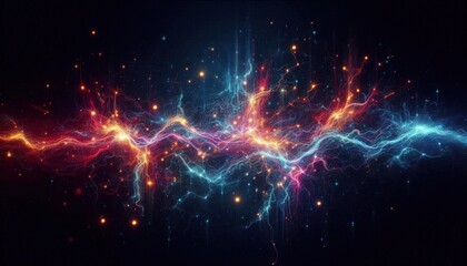Fototapeta premium Abstract Electric Current Background with Colorful Lights
