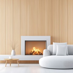 Fototapeta premium Cozy fireplace in a hotel lounge perfect for relaxation