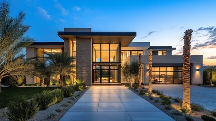 Fototapeta premium A stylish minimalist house nestled in a natural scenery.