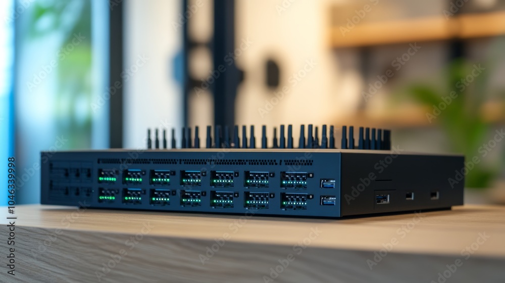 Leinwandbilder Network switch with Layer 3 support for remote offices: A Layer 3 network switch deployed in a remote office, providing advanced routing and network segmentation capabilities for distributed teams.