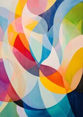 Fototapeta premium Abstract Painting with Colorful Lines and Shapes Creating a Calm Atmosphere for Wall Decoration or Office Design Generative AI