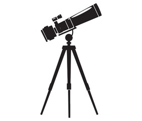 Telescope silhouette icon. Telescope silhouette logo vector
