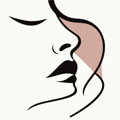 Silhouette of lips and nose of a lady