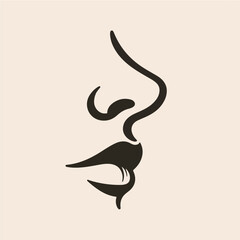 Silhouette of lips and nose of a lady