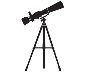 Telescope silhouette icon. Telescope silhouette logo vector