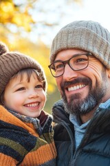 Man and child smiling