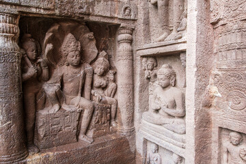 Esquisite Architecture at Ajanta caves near Aurangabad India. These are 30 rock-cut Buddhist cave monuments dating from the second century BCE to about 480 CE.