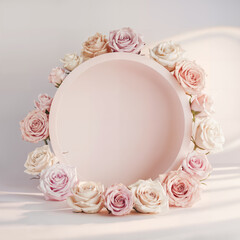 Minimalist Elegant Pink Floral Frame with Roses Soft Rose Wreath Frame for Romantic Designs  Blush Pink Flower Frame with Roses 