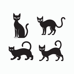 Obraz premium vector illustration of a silhouette cat set on a white background