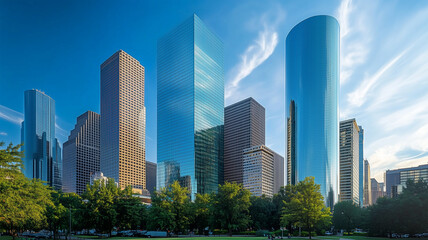 青空にそびえる摩天楼