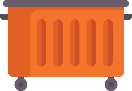 recommend clip art: Orange garbage dumpster bin with wheels standing open for loading garbage, waste recycling and utilization concept