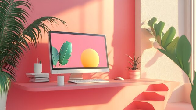 Calming Rhythms Productivity App with Elegant Digital Workspace and Nature Accents