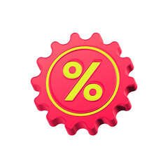 percent tag shop badge icon 3d red color