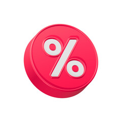 percent tag shop badge icon 3d red color