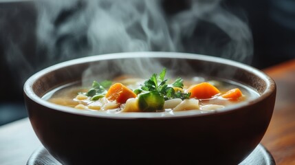 Steaming Bowl of Vegetable Soup
